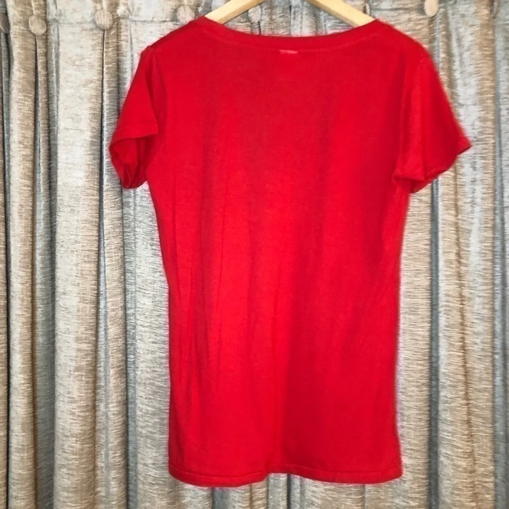 Ohio State Red V Neck Short Sleeve Cotton Logo Tee Shirt Size Small